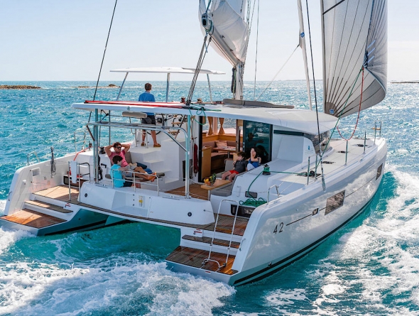 Catamaran with people